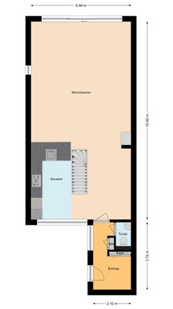 Plattegrond - Dammolen 61, 3481 AL Harmelen - Begane grond.jpg